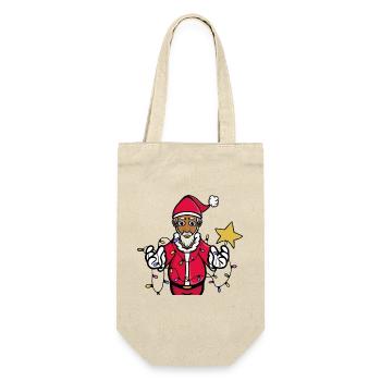 Ein strahlender Weihnachtsmann - Geschenkbeutel für Flaschen - Natur - Vorne