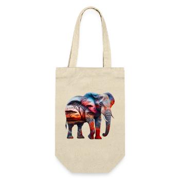 Elefant - Geschenkbeutel für Flaschen - Natur - Vorne