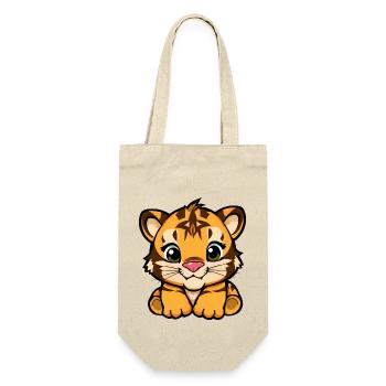 Entzückendes Cartoon-Kind Tiger - Geschenkbeutel für Flaschen - Natur - Vorne