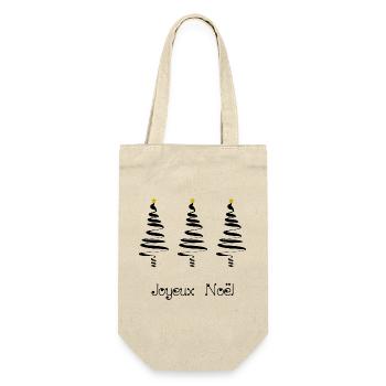 TANNE. WEIHNACHTEN. FROHE WEIHNACHTEN. ALLES GUTE ZUM NEUEN JAHR - Geschenkbeutel für Flaschen - Natur - Vorne