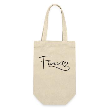 Finn Name Vorname Herzdekor - Geschenkbeutel für Flaschen - Natur - Vorne