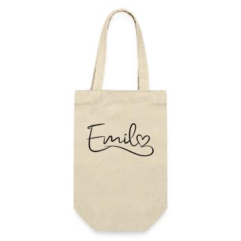Emil surname First name Heart décor - Gift Bag for Bottles - nature - Front