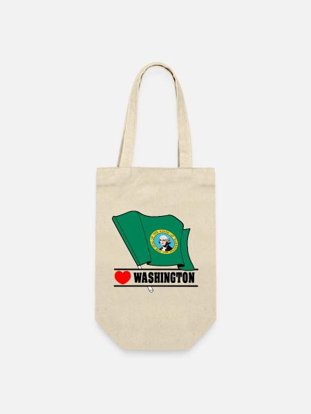 Flagge Washington Herz WASHINGTON - Geschenkbeutel für Flaschen - Natur