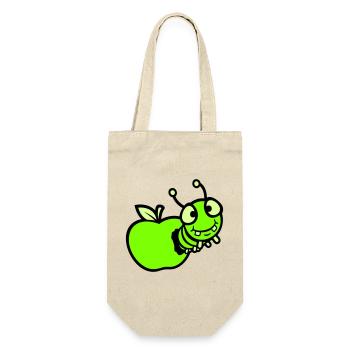 Chenille peeps trou de pomme bande dessinée drôle mignon mignon mignon - Sac à bouteille - nature - Devant