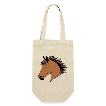 Horse Horses Horse Head T-shirt Gift Rider - Gift Bag for Bottles - nature - Front