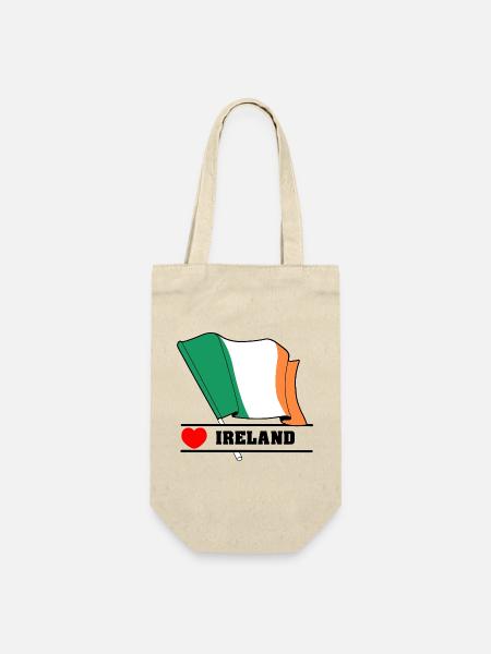 Irland-Flagge mit Herz - Geschenkbeutel für Flaschen - Natur