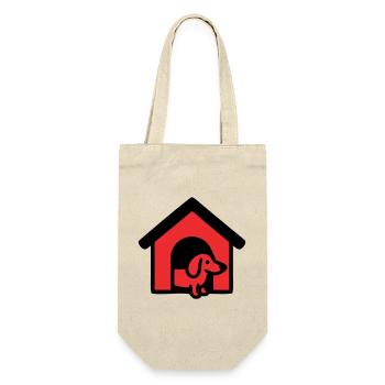 Dackel Hundehütte Haus Icon - Geschenkbeutel für Flaschen - Natur - Vorne