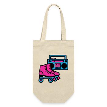 Rollschuhe Boombox 80er Retro - Geschenkbeutel für Flaschen - Natur - Vorne