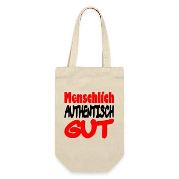 menschlich_authentisch_gut - Geschenkbeutel für Flaschen - Natur - Vorne