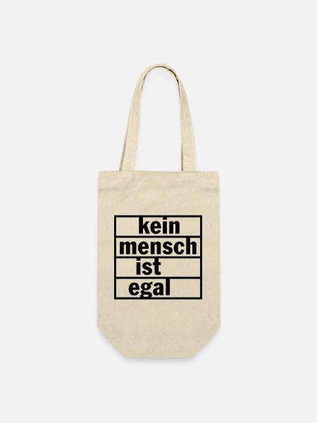 Kein Mensch ist egal (Farbe änderbar) - Geschenkbeutel für Flaschen - Natur