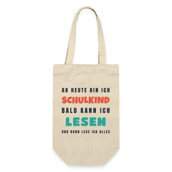 Schulkind 2026 Bald kann ich lesen - Einschulung - Geschenkbeutel für Flaschen - Natur - Vorne