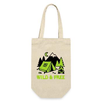Camping Zelt Natur Grafik - Geschenkbeutel für Flaschen - Natur - Vorne