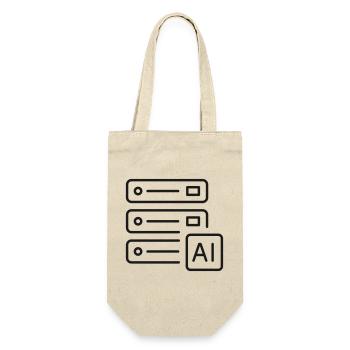 KI-Server-Infrastruktur-Liniensymbol - Geschenkbeutel für Flaschen - Natur - Vorne