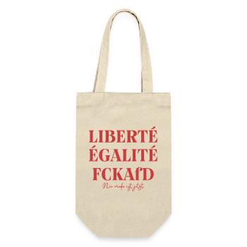 LIBERTÉ ÉGALITÉ FCKAfD Typografie Antifa Protest - Geschenkbeutel für Flaschen - Natur - Vorne