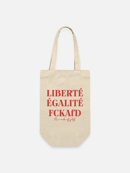 LIBERTÉ ÉGALITÉ FCKAfD Typografie Antifa Protest - Geschenkbeutel für Flaschen - Natur