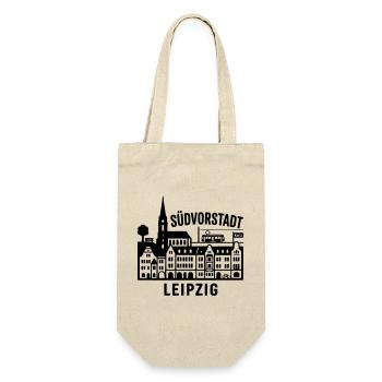 Südvorstadt Leipzig Silhouette - Geschenkbeutel für Flaschen - Natur - Vorne