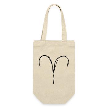 Sternzeichen Widder handgezeichnet - Geschenkbeutel für Flaschen - Natur - Vorne