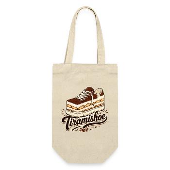 Tiramishoe, Lustiges Coffee & Tiramisu Design - Geschenkbeutel für Flaschen - Natur - Vorne