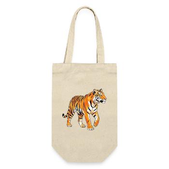 Poly Stil Tiger - Geschenkbeutel für Flaschen - Natur - Vorne
