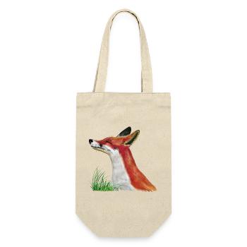 Fuchs schnuppert im Gras - Geschenkbeutel für Flaschen - Natur - Vorne