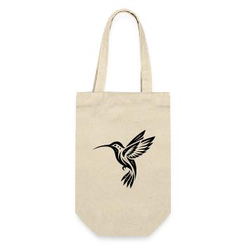 Schwarzer Kolibri Minimalistisch - Geschenkbeutel für Flaschen - Natur - Vorne