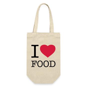 I LOVE FOOD Ich liebe Essen - Geschenkbeutel für Flaschen - Natur - Vorne