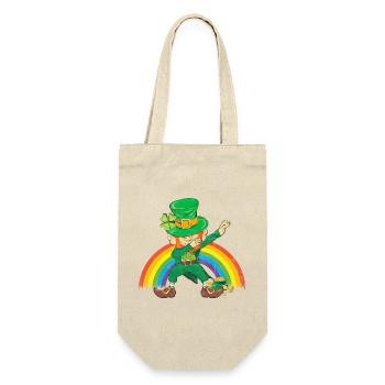 Tanzender Kobold Dabbing Regenbogen - Geschenkbeutel für Flaschen - Natur - Vorne
