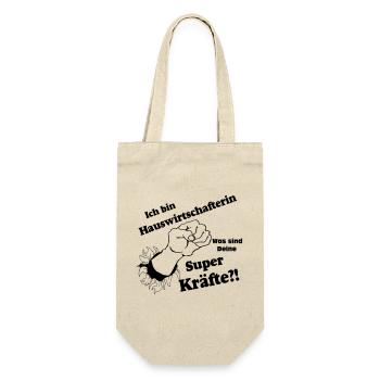 Hauswirtschafterin super,Fun Shirt (25) - Geschenkbeutel für Flaschen - Natur - Vorne