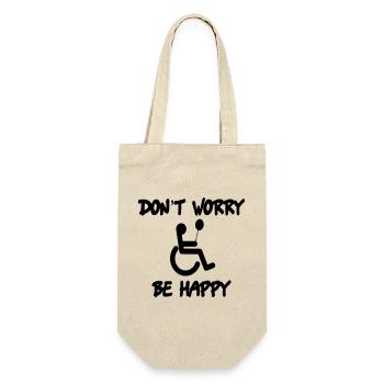 Don't worry, be happy in wheelchair # - Gift Bag for Bottles - nature - Front