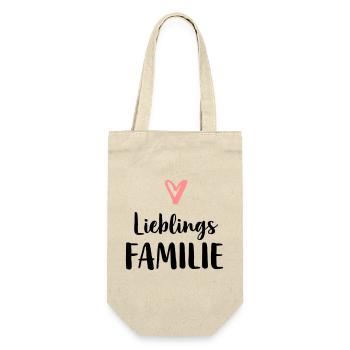 Familie Lieblingsfamilie Liebe Herz Geschenk - Geschenkbeutel für Flaschen - Natur - Vorne