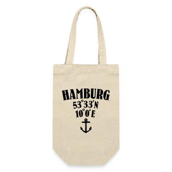 Hamburg Koordinaten - Geschenkbeutel für Flaschen - Natur - Vorne