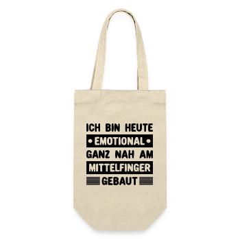 Ich bin emotional ganz nah am Mittelfinger gebaut - Geschenkbeutel für Flaschen - Natur - Vorne