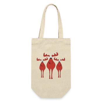 Elche Weihnachten - Geschenkbeutel für Flaschen - Natur - Vorne