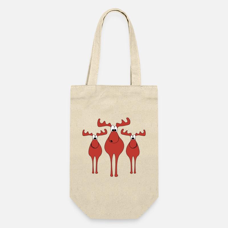 Elche Weihnachten - Geschenkbeutel für Flaschen - Natur
