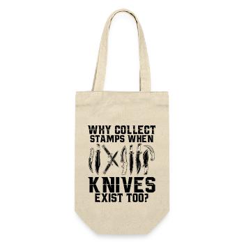 Geschenke für Messer Sammler | Antike Messer Hobby - Geschenkbeutel für Flaschen - Natur - Vorne