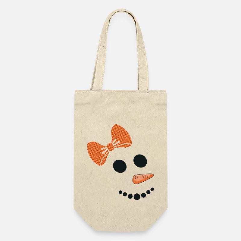 Schneefrau Schneemann - Geschenkbeutel für Flaschen - Natur