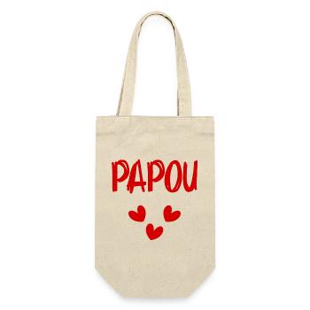 PAPUA. Papa. VATERTAG. HAPPY DADDY'S DAY - Geschenkbeutel für Flaschen - Natur - Vorne