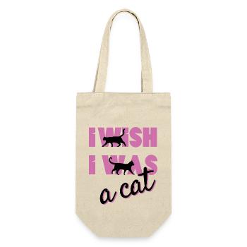 Pfotschafter Design: I wish I was a cat - Geschenkbeutel für Flaschen - Natur - Vorne