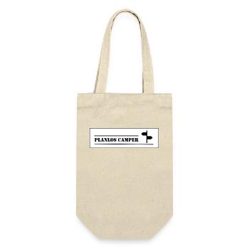 Logo PLANLOS CAMPER neutraler Hintergrund - Geschenkbeutel für Flaschen - Natur - Vorne