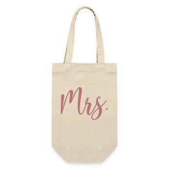 Mrs. Matching Paar Verlobung Hochzeit Flitterwochen - Geschenkbeutel für Flaschen - Natur - Vorne