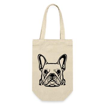 Hundekopf Französiche Bulldogge - Geschenkbeutel für Flaschen - Natur - Vorne