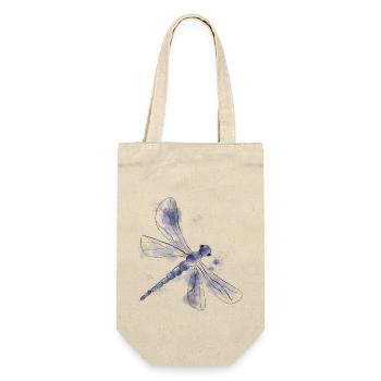 Blaue Libelle - Geschenkbeutel für Flaschen - Natur - Vorne