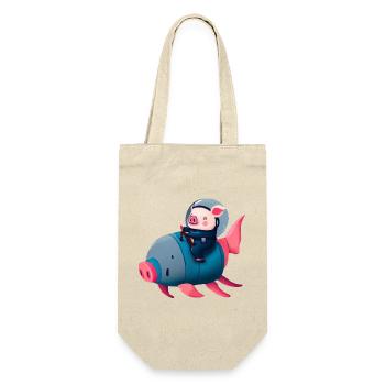 Pig Astronaut on Pig Rocket - Gift Bag for Bottles - nature - Front