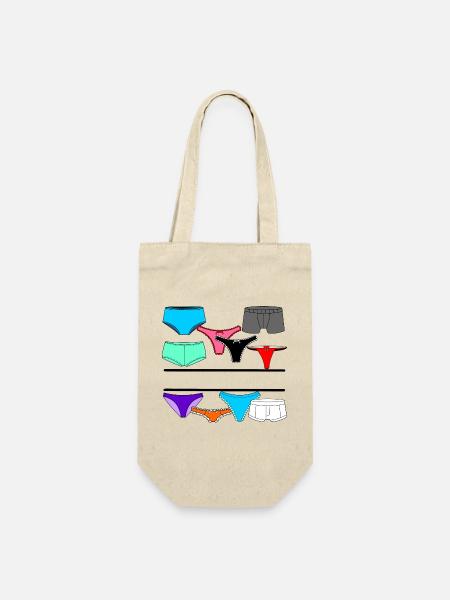Dessous-Logo mit Slip und Unterhose - Geschenkbeutel für Flaschen - Natur