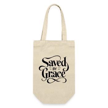 Saved by Grace Lettering Design - Gift Bag for Bottles - nature - Front