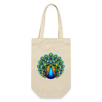 Pfau - Geschenkbeutel für Flaschen - Natur - Vorne