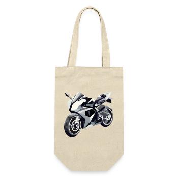 Futuristisches Motorrad in geometrischem Design - Geschenkbeutel für Flaschen - Natur - Vorne