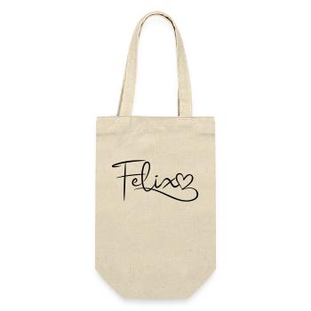 Felix, last name, first name, heart décor - Gift Bag for Bottles - nature - Front