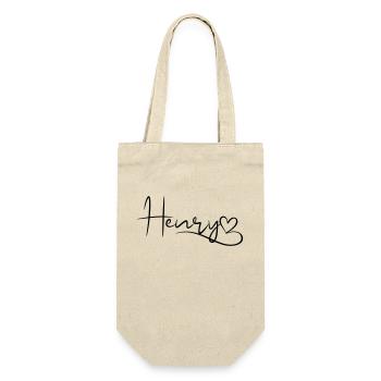 Henry Name Vorname Herzdekor - Geschenkbeutel für Flaschen - Natur - Vorne