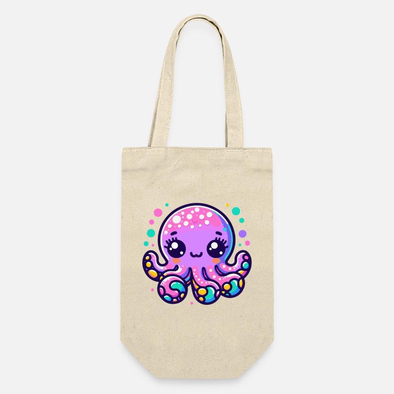 Kawaii Neon Octopus Illustration - Gift Bag for Bottles - nature